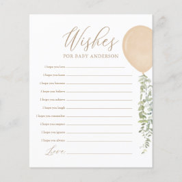 Lámina Deseos de la partida de Baby Shower Baby Gold Ball