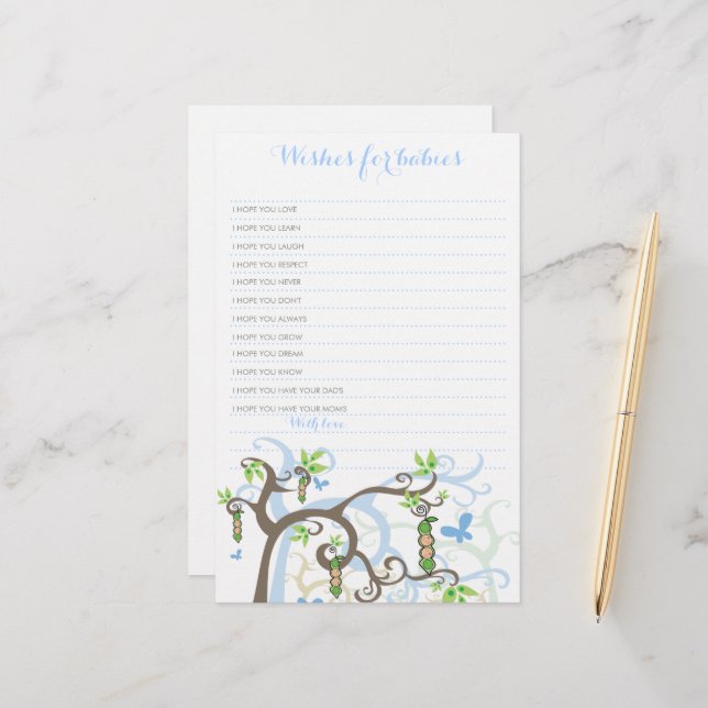 Lámina Deseos De Los Niños Bebés Gemelos Azules En Un Jue (Anverso/Reverso In Situ)