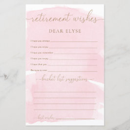 Lámina Deseos de retiro de acuarela rosa