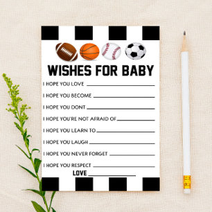 Lámina Deseos Deportivos Para Actividad de Baby Shower 