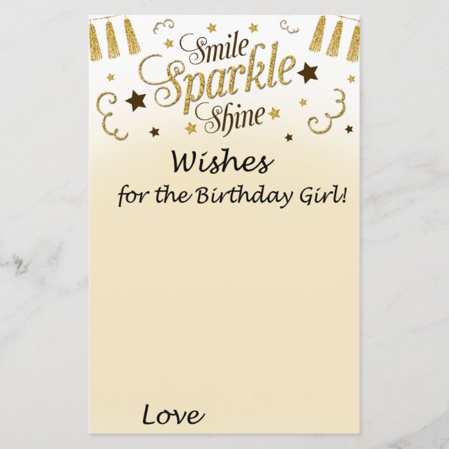 Lámina Deseos dorados para el chica de cumpleaños (Anverso)