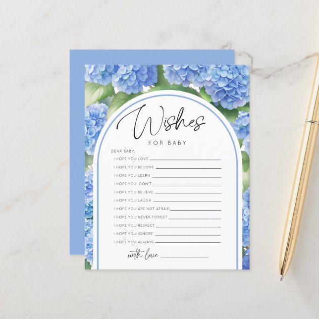 Lámina Deseos Hidrangea Azul Es un niño juegos de Baby Sh (Anverso/Reverso In Situ)