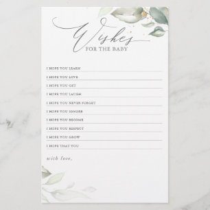 Lámina Deseos Para El Baby Shower De La Naturaleza Elegan