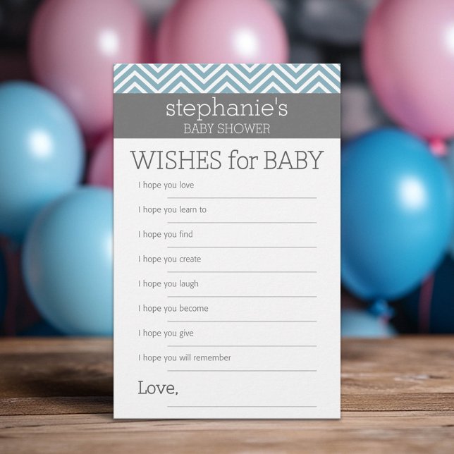 Lámina Deseos para el bebé - Juego de ducha Pastel Blue C (Custom Baby Shower Games)