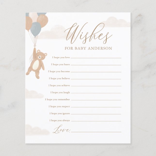 Lámina Deseos para el bebé que podemos esperar a Baby Sho (Anverso)