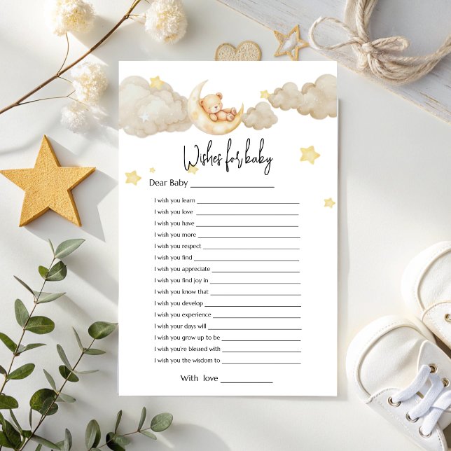 Lámina Deseos para el bebé - Sobre la luna Baby Shower (Subido por el creador)