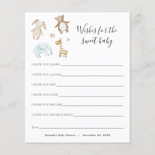 Lámina Deseos para el dulce bebé (Anverso)