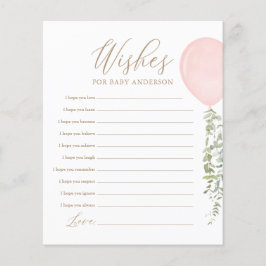 Lámina Deseos para el juego de Baby Shower Baby Pink Ball