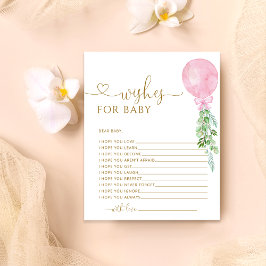 Lámina Deseos para el juego de Baby Shower Baby Pink Ball
