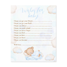 Deseos Para El Juego De Baby Shower Bear Blue