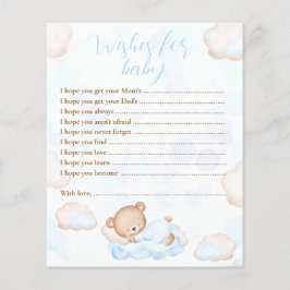 Lámina Deseos Para El Juego De Baby Shower Bear Blue