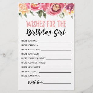 Lámina Deseos para el partido de cumpleaños del chica de 
