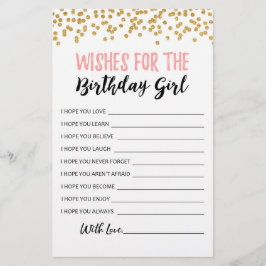 Lámina Deseos para el partido de cumpleaños del chica de 