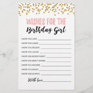 Lámina Deseos para el partido de cumpleaños del chica de 
