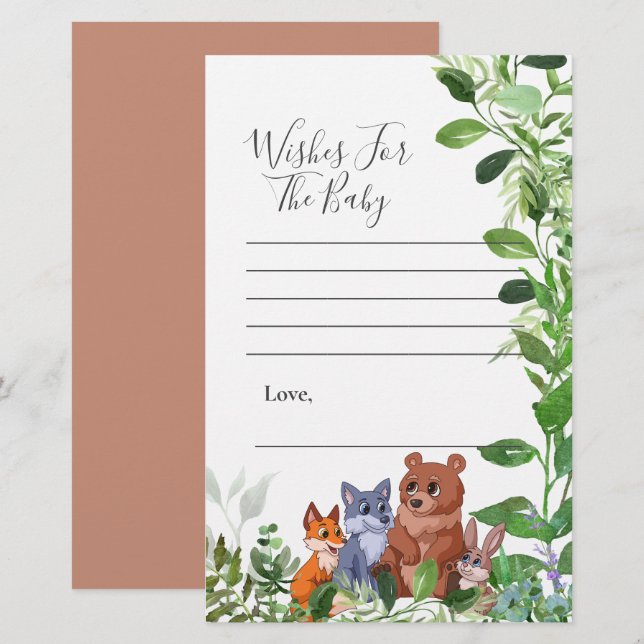 Lámina Deseos para los bebés amigos del bosque de Woodlan (Anverso / Reverso)