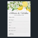 Lámina Deseos y consejos Citrus Greenery Bridal Shower<br><div class="desc">Haga de su ducha nupcial con temática de cítricos una para recordar con estas elegantes plantillas de "consejos y deseos" para fiestas de novias! Con limones de verano de acuarela, limas y follaje verde, y una plantilla de texto que se puede personalizar. Para editar un diseño con más detalle, haga...</div>