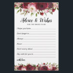 Lámina Deseos y consejos para la ducha de novia en Borgoñ<br><div class="desc">Haga de su ducha de novia una que recordar con estos elegantes "consejos y deseos" plantillas para fiestas de novias! Con elegantes flores de color burdeos y de color azul, y una plantilla de texto que se puede personalizar. Para editar un diseño con más detalle, haga clic en personalizar esta...</div>