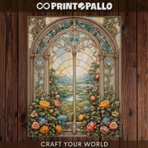 Desnudo - Una ventana manchada con flores