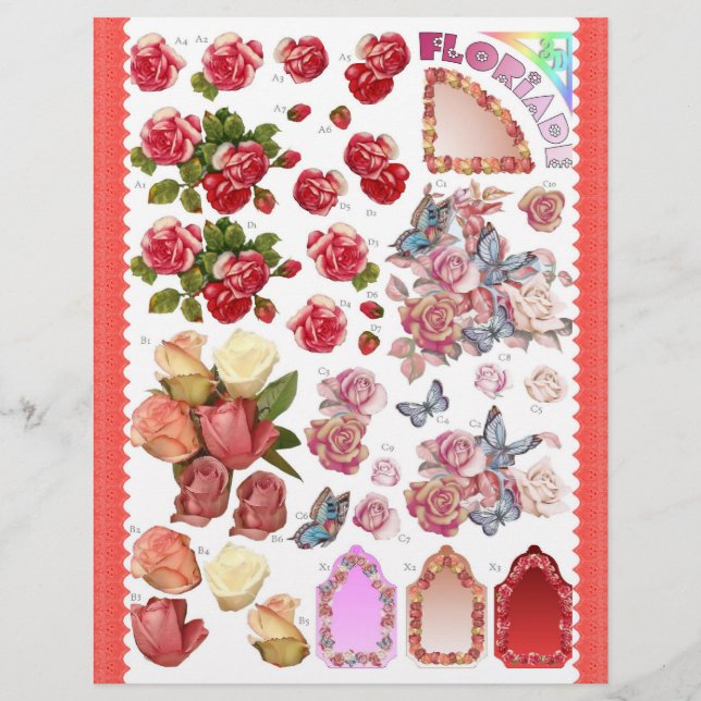 Lámina Desnudos 3D - Floriade - Flores y mariposa (Anverso)