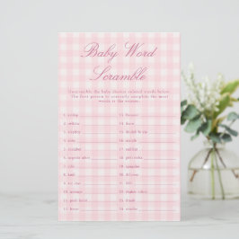 Lámina Desorden de palabras de Baby Shower de Niña Rosa