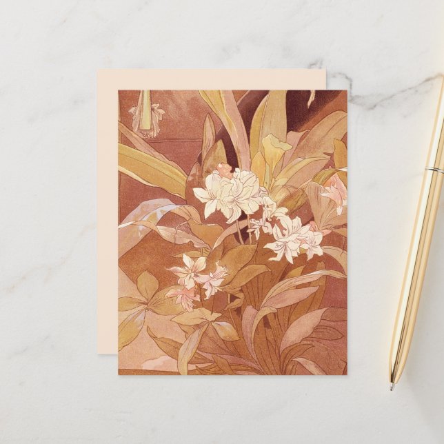 Lámina Detalle floral de Alphonse Mucha Art Nouveau (Anverso/Reverso In Situ)