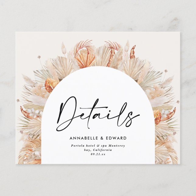 Lámina Detalles botánicos elegantes de pampas bodas (Anverso)