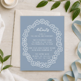 Lámina Detalles de boda de corona floral azul polvoriento