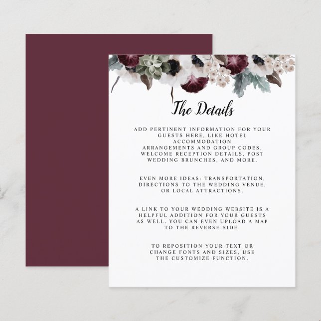 Lámina Detalles de boda económicos con floral rosa marfil (Anverso / Reverso)