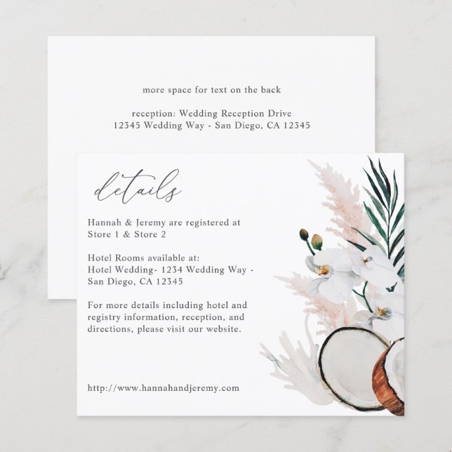 Lámina Detalles de flor blanca de coral de coco presupues (Anverso / Reverso)