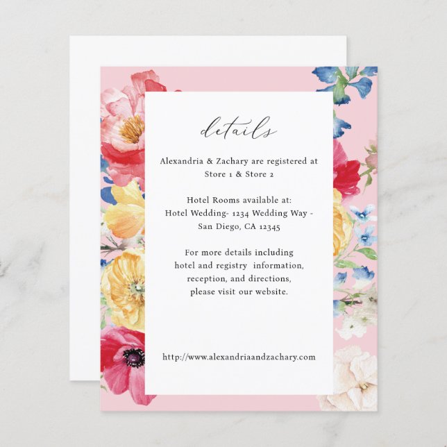 Lámina Detalles de floraciones multicolor de primavera de (Anverso / Reverso)