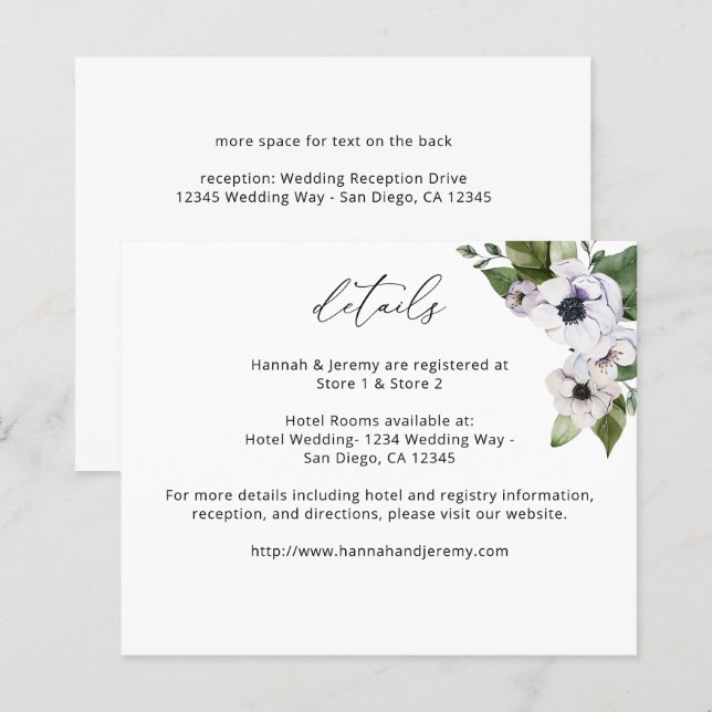 Lámina Detalles de floral blanca de anemone presupuestada (Anverso / Reverso)