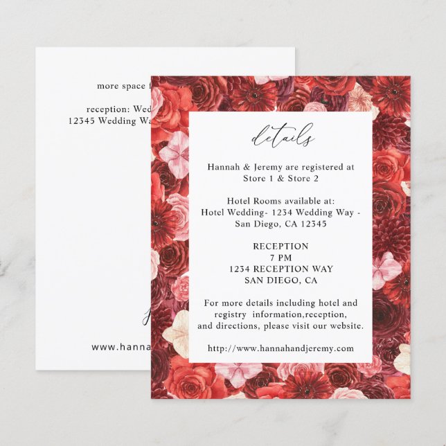 Lámina Detalles de floral roja completa - blanco 3 (Anverso / Reverso)