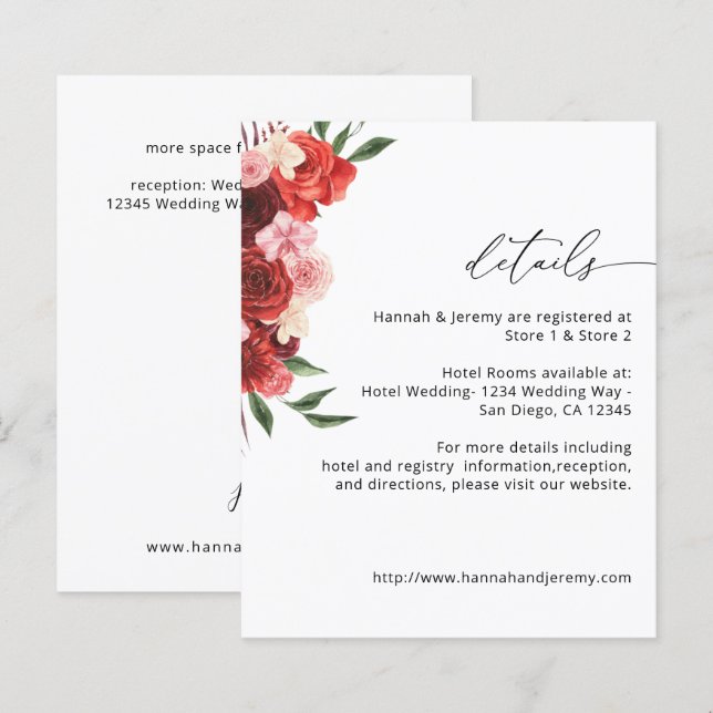 Lámina Detalles de floral roja de presupuesto - blanco VH (Anverso / Reverso)