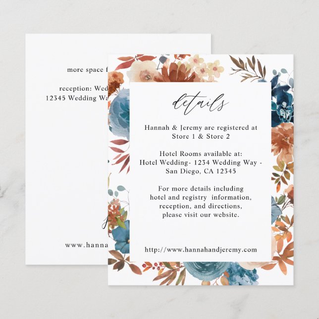 Lámina Detalles de la floral azul y beige del presupuesto (Anverso / Reverso)