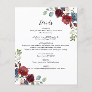Lámina Detalles del Boda Azul Dusty de Floral Borgoña Pre
