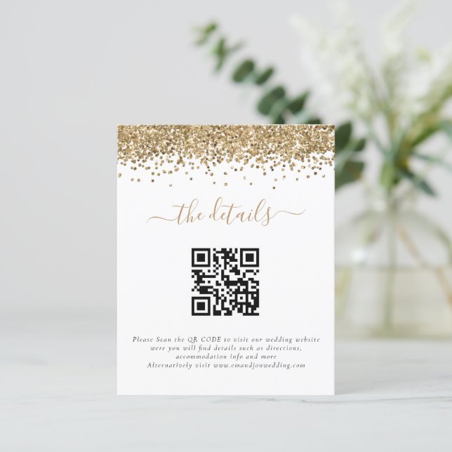 Lámina Detalles del Boda de código QR del Purpurina de or (Anverso de pie)