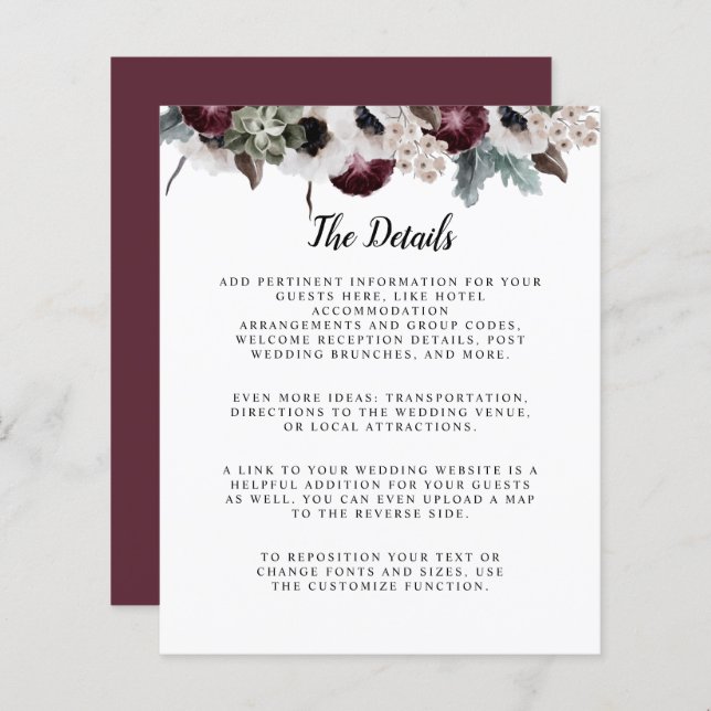 Lámina Detalles del boda presupuestario Plum Sage Ivory P (Anverso / Reverso)