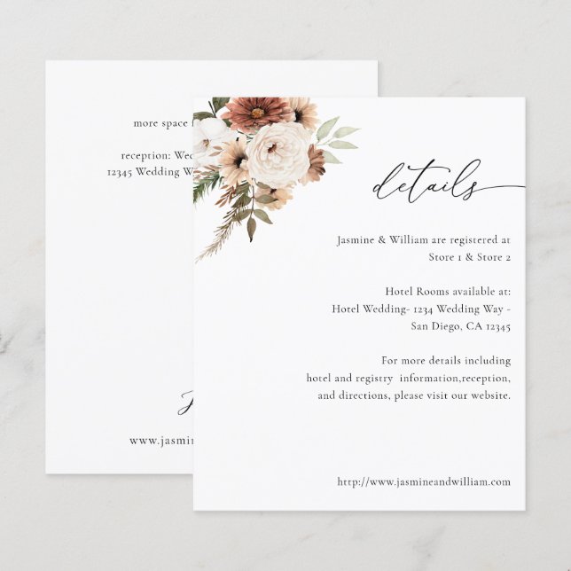 Lámina Detalles del Boho Floral Rústico Neutral Presupues (Anverso / Reverso)