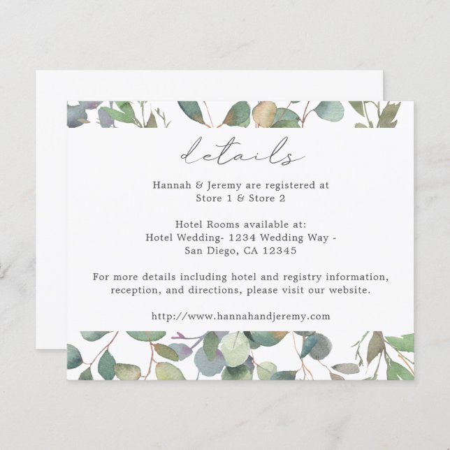 Lámina Detalles del eucalipto ruso del presupuesto (Anverso / Reverso)