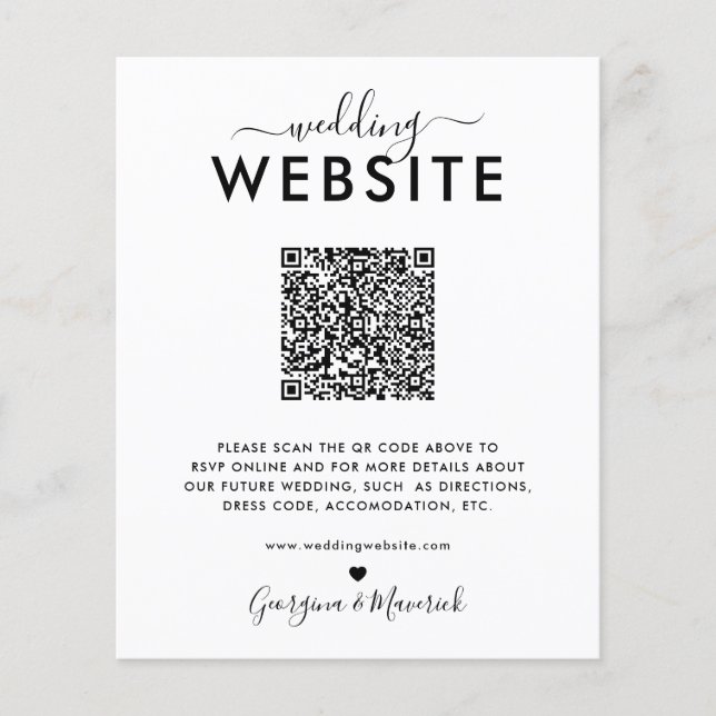 Lámina Detalles del sitio web de boda de respuesta QR con (Anverso)