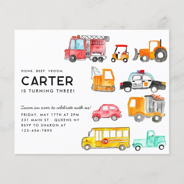 Lámina Día de cumpleaños del bebé de Honk beep de presupu (Anverso)