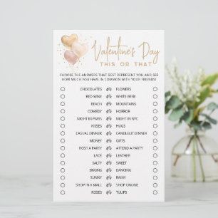 Lámina Día de San Valentín Juego Este o aquel Editable