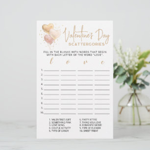 Lámina Día de San Valentín Scattergories juego editable
