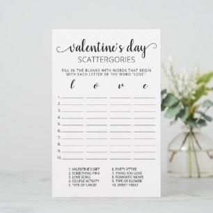 Lámina Día de San Valentín Scattergories juego editable