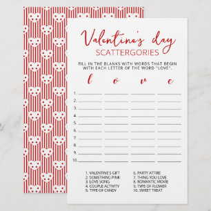 Lámina Día de San Valentín Scattergories juego editable