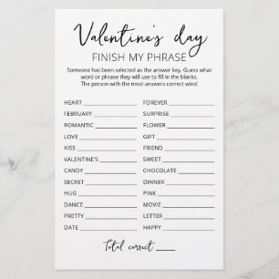 Lámina Día de San Valentín Termina mi frase Juego editabl