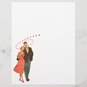 Lámina Día de San Valentín vintage, Corazones flotantes r