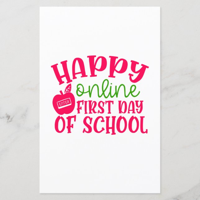 Lámina Día del profesor feliz primer día escolar en línea (Anverso)