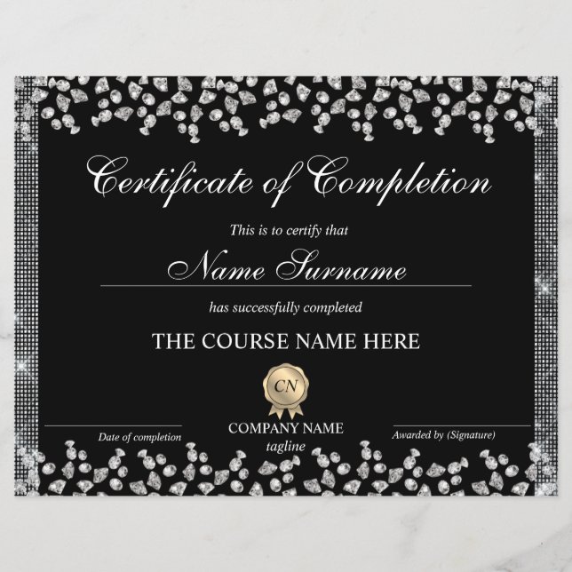 Lámina Diamante del Premio de Certificación de Finalizaci (Anverso)
