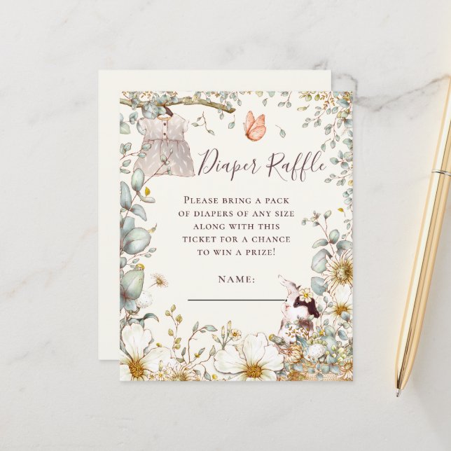 Lámina Diaper de conejo de presupuesto Raffle Baby Shower (Anverso/Reverso In Situ)